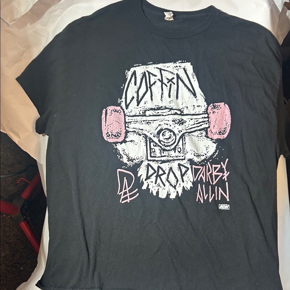 AEW Darby Allin Coffin Drop Black Graphic Tee